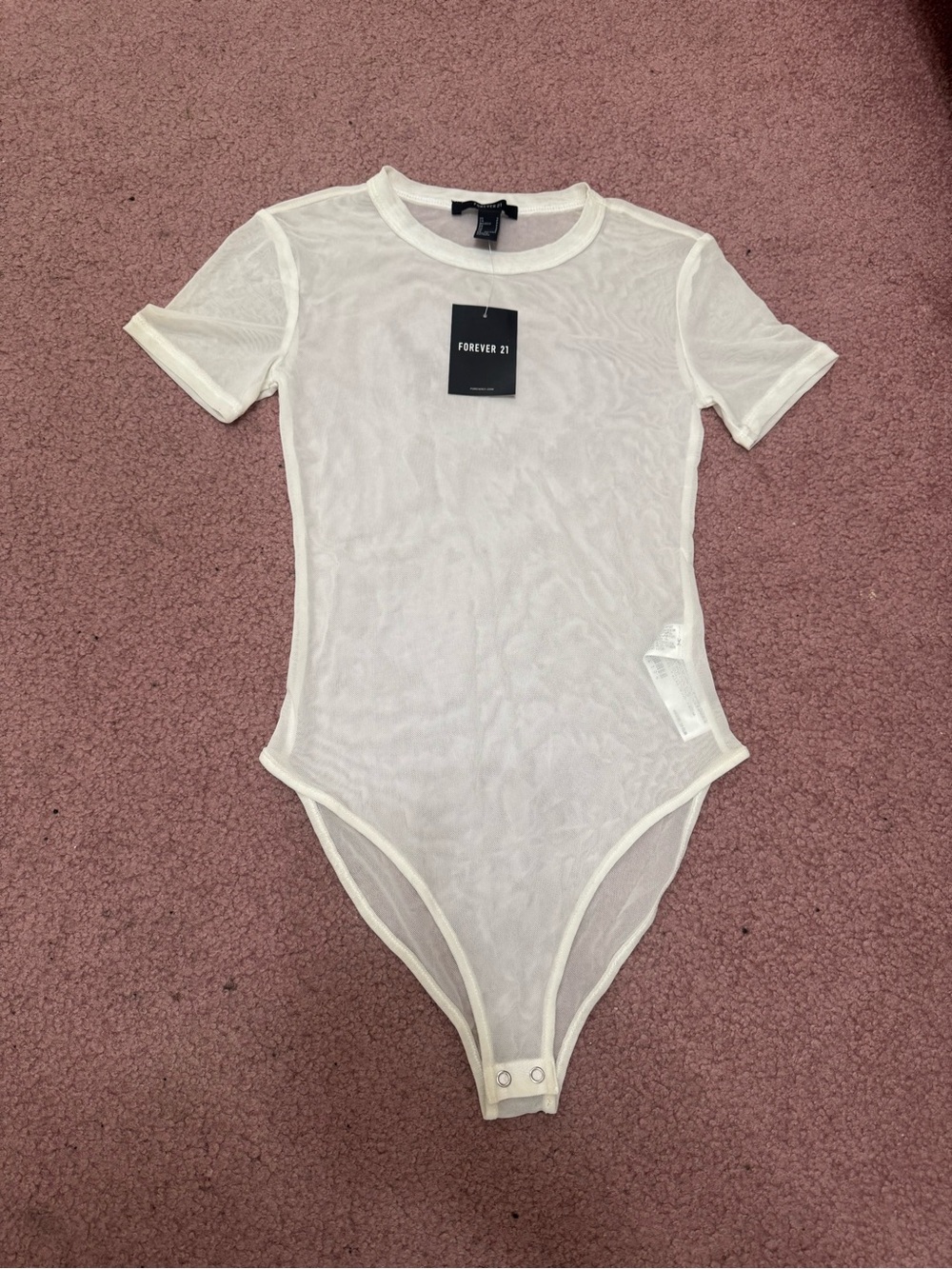 New Small white sheer mesh bodysuit top shirt lingerie festival rave outfit